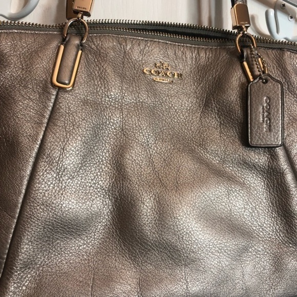 Coach Metallic Beige Leather Small Kelsey Satchel - Picture 3 of 13